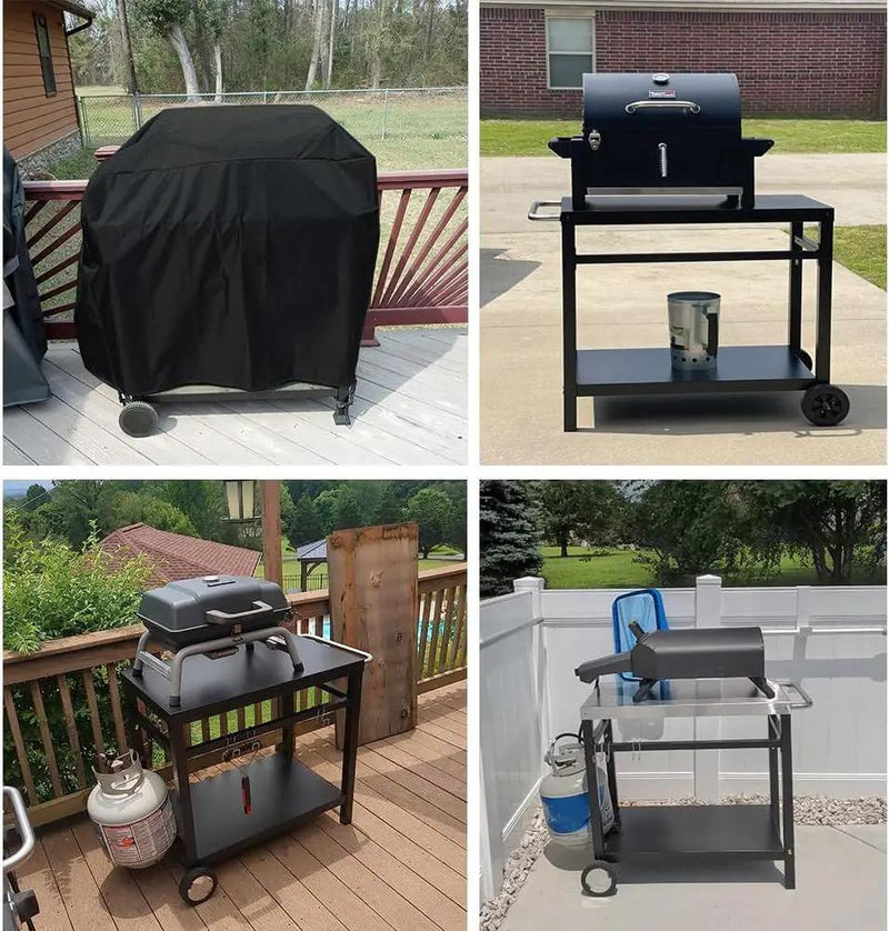 Outdoor Dining Cart Cover for Royal Gourmet Double-Shelf Movable Prep Grill Side Table Heavy Duty Waterproof Cover for Stainless Steel Top BBQ Pizza Oven Kitchen Work Table, Black by GreenHaven Gardens