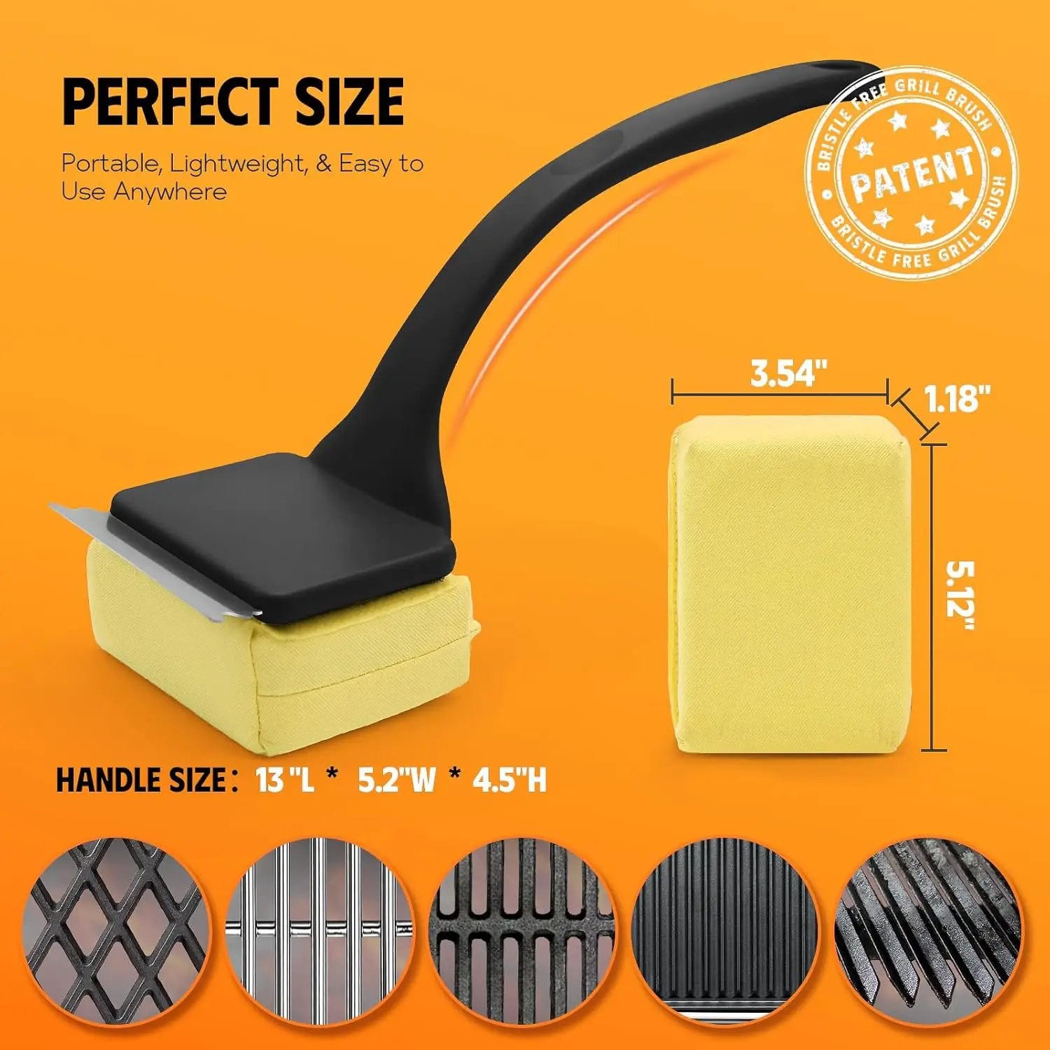 MEKER Grill Brush Bristle Free, Grill Cleaner Brush with 3 BBQ Replacement Head, Seamless Scraper Tool for Cast Iron, Stainless Steel Grates, Safe Grill Scraper Outdoor BBQ Grill, Black by GreenHaven Gardens