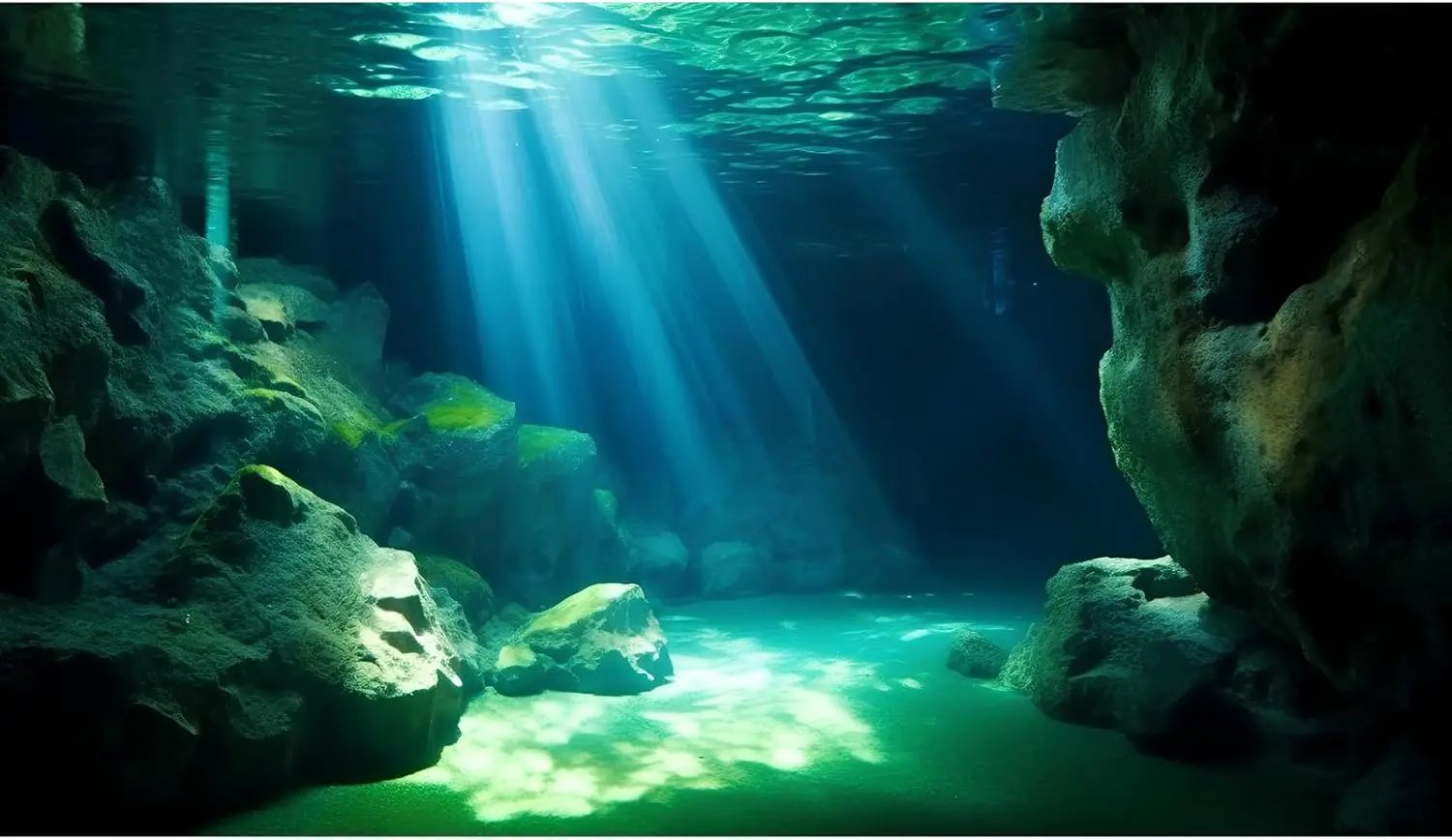 Underwater Fish Tank Background Under The Sea Cave Style Aquarium Background Ocean Floor Cave Sunlight Fish Tank Backdrop Tropical Fish Aquarium Terrarium Backgrounds Decorations 30x18in by GreenHaven Gardens