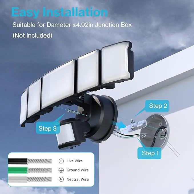 Olafus 100W Motion Sensor Outdoor Lights, 10000LM 2 Pack Motion Sensor Flood Light, Dusk to Dawn Outdoor Lighting, IP65 Waterproof Motion Detector Lights for Outside, Black by GreenHaven Gardens