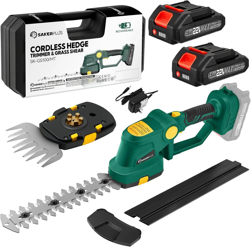 Rechargeable 2-in-1 Hedge and Grass Trimmer, 22V Lightweight Cordless Shrub Cutter with Adjustable Head, Battery and Charger Included – Ideal for Lawn and Garden Work by GreenHaven Gardens