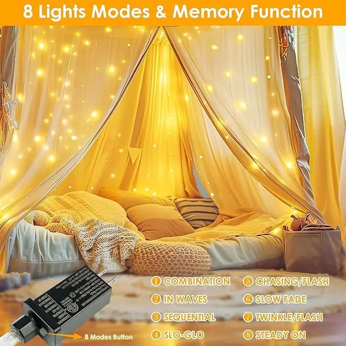 2Pack Each 66Ft 200 LED Fairy Lights Plug in, Waterproof String Lights Outdoor & Indoor, LED String Lights 8 Modes with Timer, Twinkle Light for Girl's Room Garden Christmas Decorations (Warm White) by GreenHaven Gardens