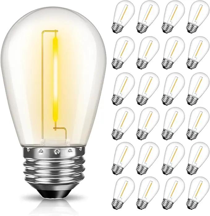 LED S14 Replacement Light Bulbs for Patio String Light, Shatterproof & Waterproof Hanging Light Bulbs for Outdoor String Lights, Dimmable, E26 Base, 24 Pack by GreenHaven Gardens