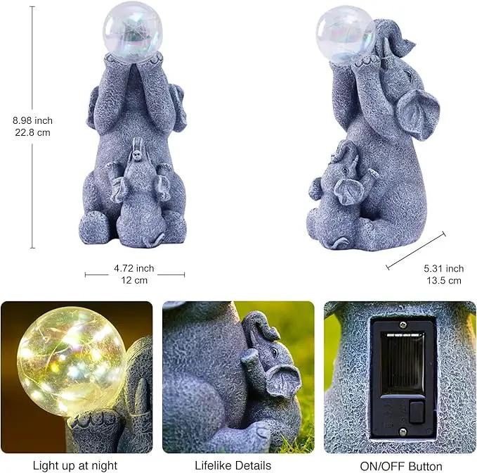 Goodeco Solar Elephant Statue - Outdoor Decor with LED Lights - Grey Resin - Ideal Gift for Elephant Lovers & Garden Enthusiasts by GreenHaven Gardens