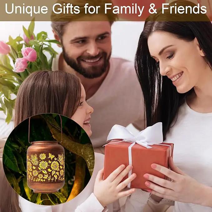 2-Pack Birthday Gifts for Women Mom Grandma Solar Lanterns Outdoor Waterproof Butterfly Garden Decor Hanging Metal Lights Outside for Yard,Patio,Backyard,Porch by GreenHaven Gardens