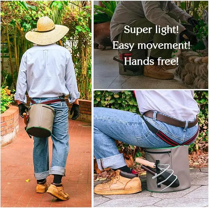Garden Wearable Stool Gardening Cushion Lightweight Chair Work Seat Outdoor Portable Adjustable Gifts Elderly Mother Father Grandparents Seniors Gardener Outside Planting Farming Fishing Camping by GreenHaven Gardens