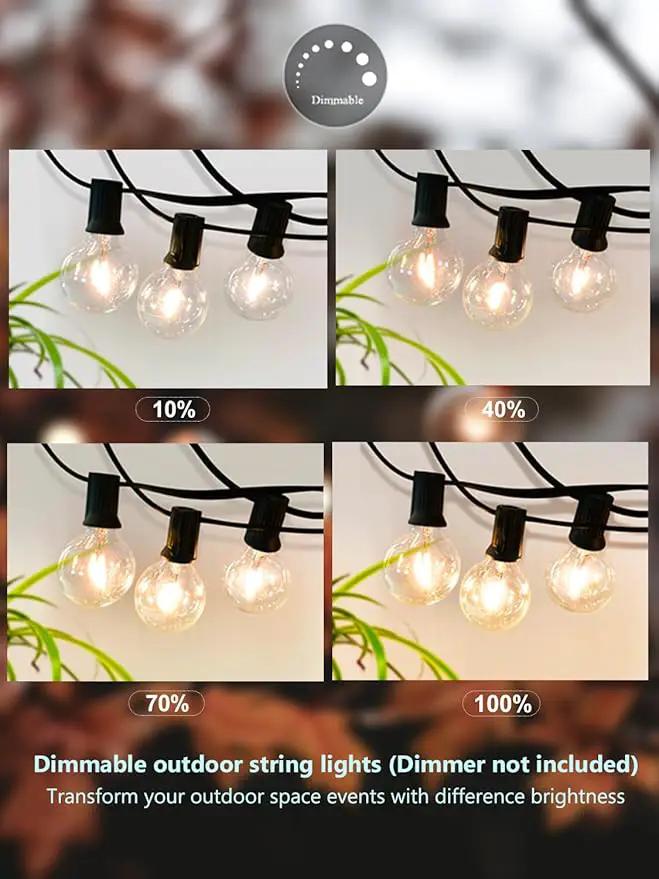 DAMAING Outdoor String Lights 400FT Patio Lights with 208 shatterproof G40 dimmable Globe LED Bulb, Waterproof connectable Outdoor Lighting for Backyard Porch Balcony gazobo, 4-Pack 100FT,Black by GreenHaven Gardens