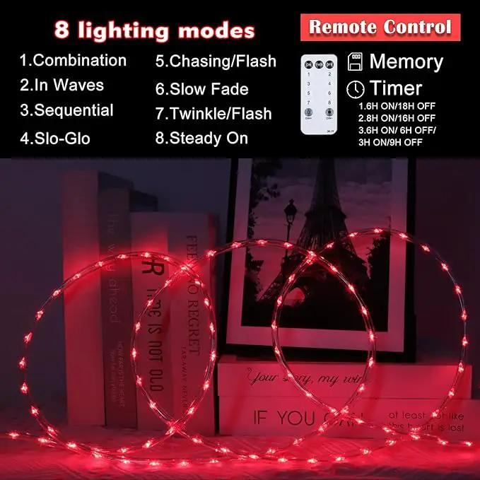 Red Rope Lights Outdoor, 50Ft 600 LED Valentine's Day String Light, Waterproof Tube Light Plug in 8 Modes Timer Memory, Halloween, Christmas Lights Outdoor Decorations for Tree Garden Party by GreenHaven Gardens