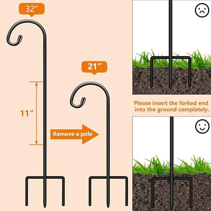 Gtongoko 32 Inch Shepherds Hooks for Outdoor 4 Pack Garden Hooks for Hanging Plants, Lanterns, Bird Feeders, Solar Lights, Mason Jars, Weddings Decor, Adjustable, Matte Black by GreenHaven Gardens