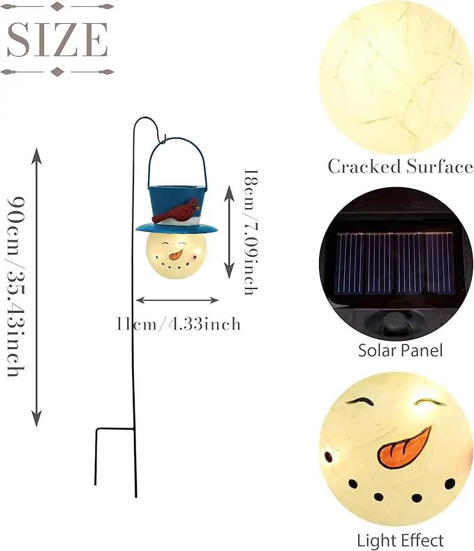 TERESA'S COLLECTIONS Outdoor Christmas Decorations for House, 36'' Snowman Glass Solar Lantern Stake with Blue Cardinal Hat, Xmas Grinch Solar Christmas Lights for Garden Party Decor by GreenHaven Gardens