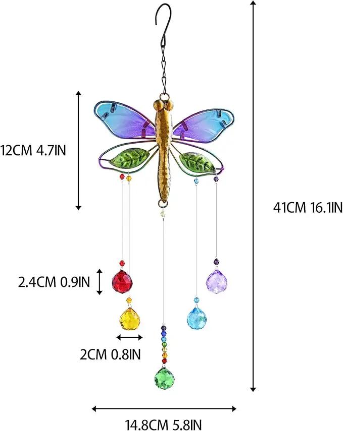 Dragonfly Hanging Crystal Suncatcher Ornament Window Garden Decor Rainbow Maker Prism Pendant by GreenHaven Gardens