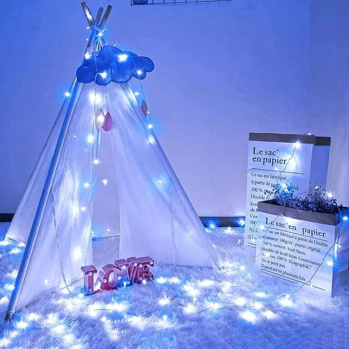 Vivideal 200 LED Christmas Lights Outdoor - 66ft Christmas String Lights 8 Modes Plug in Waterproof Fairy Lights with Timer Memory for Indoor Outside Bedroom Home Party Decoration, Blue&White by GreenHaven Gardens