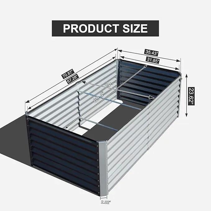 Domi Raised Garden Beds Outdoor, 6x3x2ft Thickening Tall Metal Rectangular Deep Root Box Planter for Vegetables, Flowers, Herbs, and Succulents 2" Deep w/ 256 Gallon Capacity - Silvery by GreenHaven Gardens