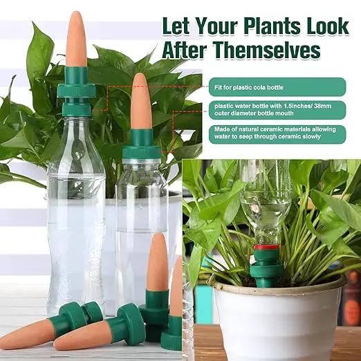 Patelai Terracotta Plant Watering Spikes Self to Use with Cola Bottles Houseplant Watering Stakes Automatic Irrigation System(15 Pack,Terracotta) by GreenHaven Gardens