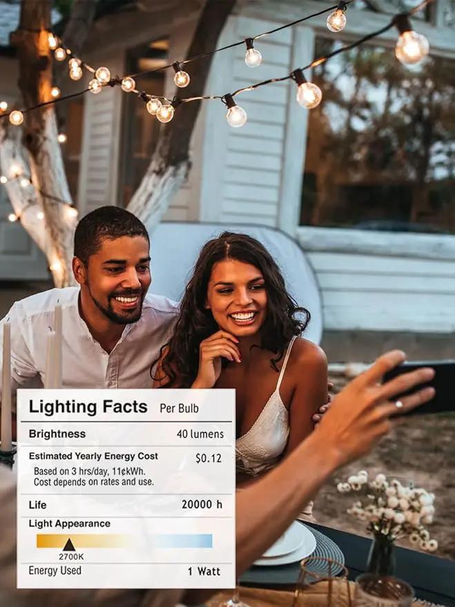 DAMAING Outdoor String Lights 400FT Patio Lights with 208 shatterproof G40 dimmable Globe LED Bulb, Waterproof connectable Outdoor Lighting for Backyard Porch Balcony gazobo, 4-Pack 100FT,Black by GreenHaven Gardens