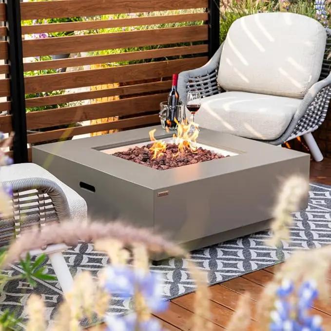Ashton 36” Propane Fire Pit Smokeless Firepit Outdoor Gas Fire Pit for Outside Patio Firepit Table Includes Rain Cover Converter Kit Lava Rocks Lid CSA Certified by GreenHaven Gardens