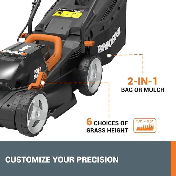 WORX 40V 14" Cordless Lawn Mower for Small Yards, 2-in-1 Electric Mower Cuts Quietly, Compact & Lightweight Push Lawn Mower with 6-Position Height Adjustment WG779 – 2 Batteries & Charger Included by GreenHaven Gardens