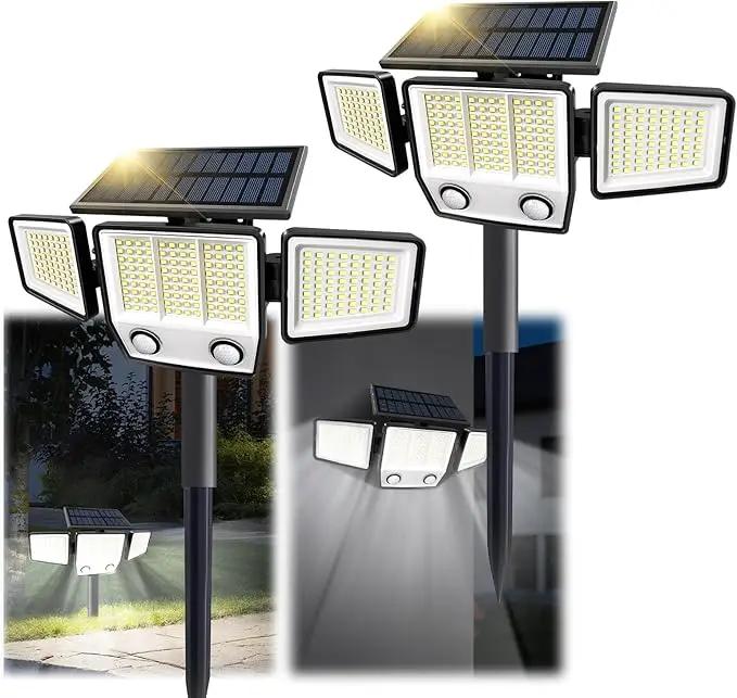 Solar Outdoor Lights with Stakes - Ground /Wall 2-in-1 Dual Use Solar Motion Sensor Waterproof Light, 3000LM 3 Modes 270°Illumination IP65 LED Security Lights Outdoor for Garden Yard Patio, 2 Pack by GreenHaven Gardens