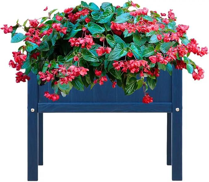Raised Garden Bed with Drainage Hole Waterproof HDPE Elevated Planter Box with Legs Stable and Durable to Plant Herb Vegetable Flower,Patio,Balcony Outdoors/Indoors Navy by GreenHaven Gardens
