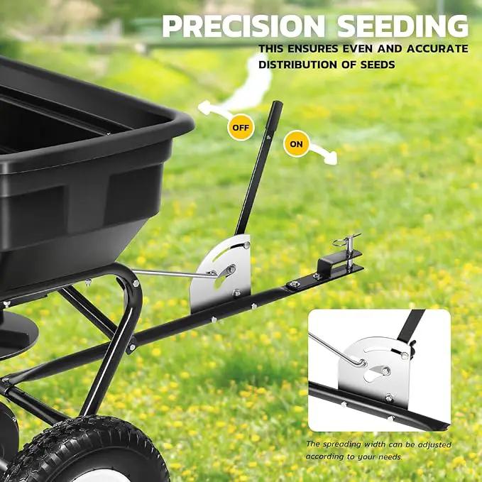 DNA MOTORING Tow Behind Broadcast Spreader, 125 LB / 60L Capacity, Multi Use Tool for Fertilizer, Grass Seed, Salt, Ice Melt, Lawn and Garden Seeder, with Wheels, with Wheels, TOOLS-00612 by GreenHaven Gardens