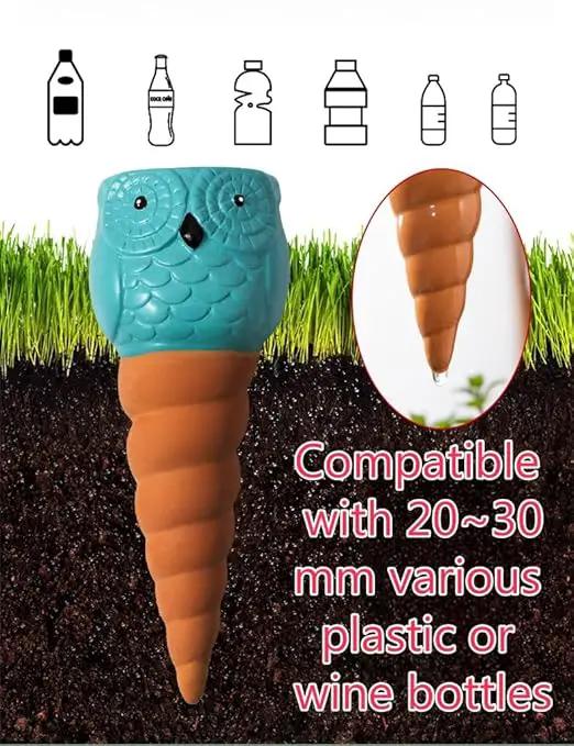 4 Pack Plant Watering Devices, Owl Shape Terracotta Watering Spikes, Vacation Self Watering Planter Insert, Automatic Plant Waterer for Indoor Outdoor Plants by GreenHaven Gardens
