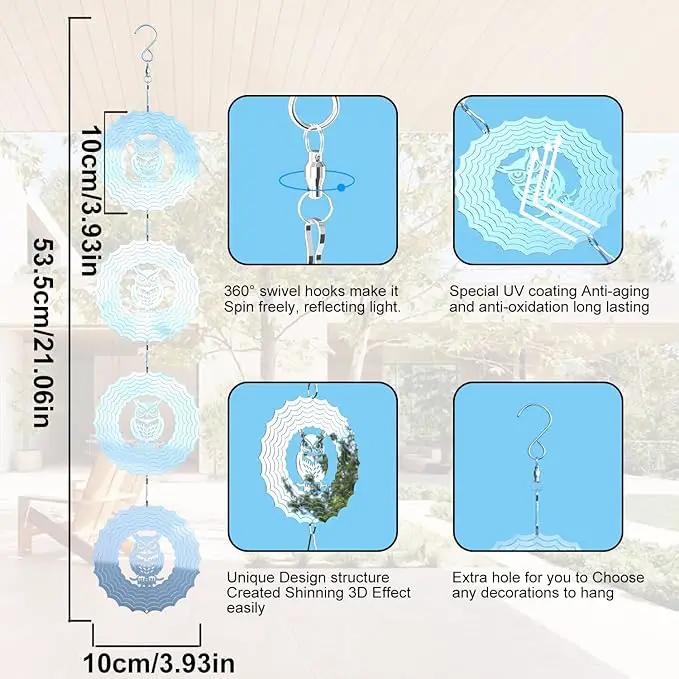 Bird Deterrents for Outside Owl Bird Scare Discs 3D Shiny Helix Wind Spinners, Reflective Bird Reflector & Stainless Steel Outdoor Garden Décor Sculpture Ornaments, Scare Birds Away from Yard Patio by GreenHaven Gardens