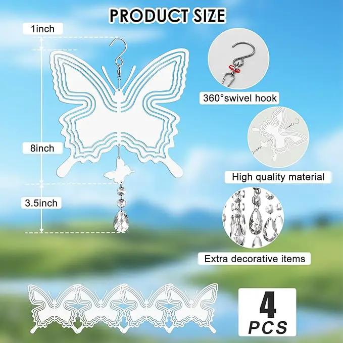 Sublimation Wind Spinner Blanks 8 Inch 4 Pack Wind Spinners Sublimation Blanks with Crystal Pendant Aluminum Metal Wind Spinners for Yard Garden Indoor Outdoor Window Porch Decoration（Butterfly by GreenHaven Gardens