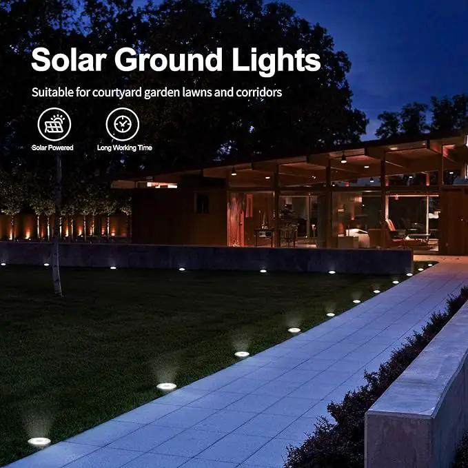 pozzolanas 16 Packs Solar Ground Lights-Cold White, 8 LED Solar Garden Lights Waterproof Outdoor Landscape Lights for Lawn Pathway Yard Driveway by GreenHaven Gardens