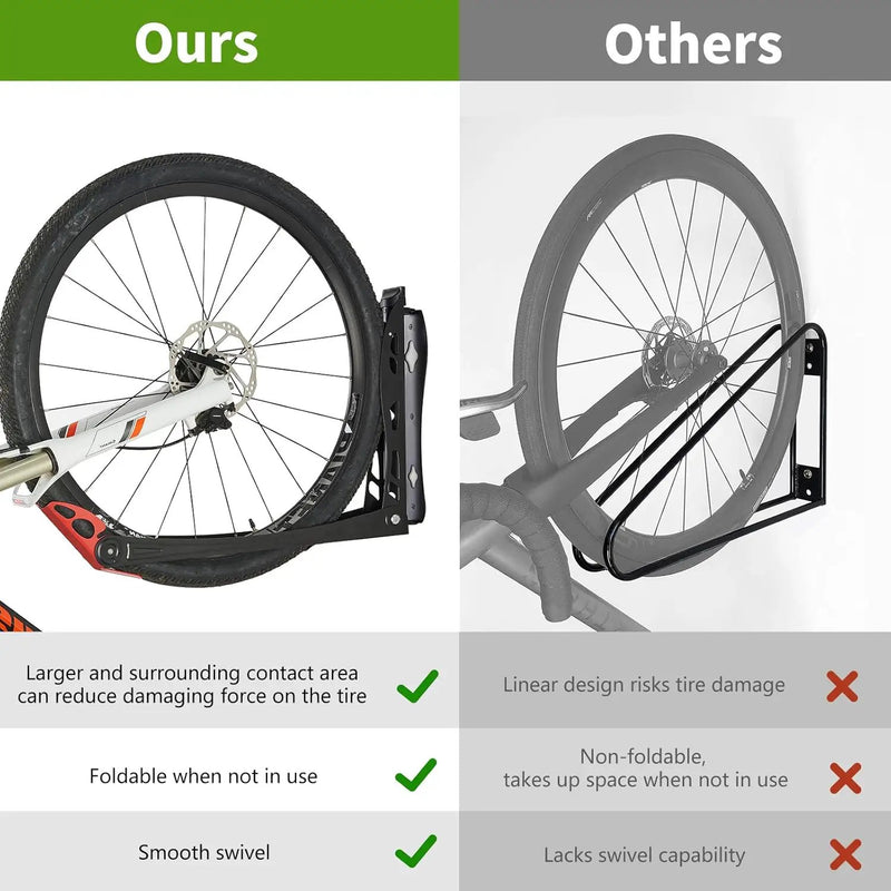 Ultrawall BIKEPAL Swivel Bike Racks - No Lift Wall-Mounted Bike Storage Solution for Home & Garage by GreenHaven Gardens