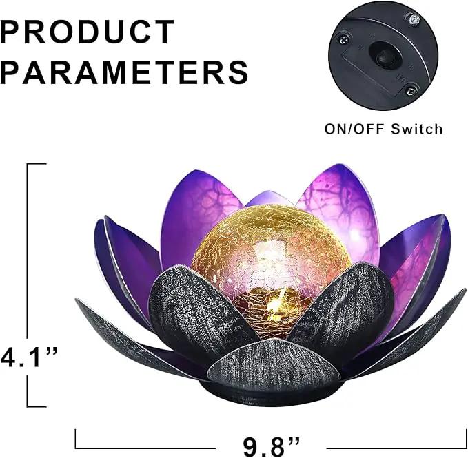 WNP Solar Powered Outdoor Decorative Lights Waterproof Lotus Flower with Crackle Glass Globe and Metal Base for Garden Patio Pathway Yard Tabletop Decor,Birthday Gift for Mom Sister Grandma by GreenHaven Gardens