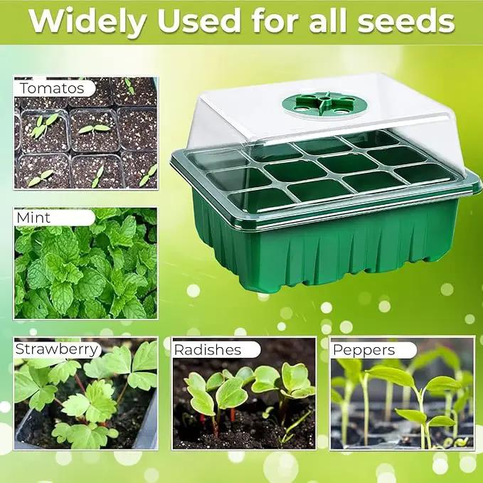 NAMOTEK Plant Heat Mat with 5 Set Seed Starter Tray & Humidity Domes, 60 Cell Trays Germination Station Cloning Kit by GreenHaven Gardens