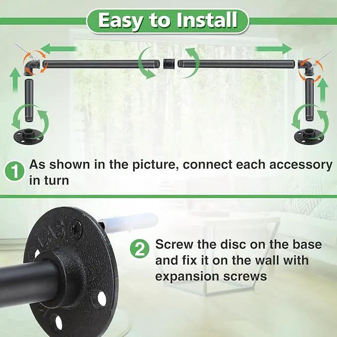 Plant Hanger Indoor, 34.2in Strong Load-Bearing Hanging Plant Holder, Window Plant Rod Black Metal Bar for Wall Ceiling Decor Shelves, 1 Pcs (Pot Chain & Plant Not Included) by GreenHaven Gardens