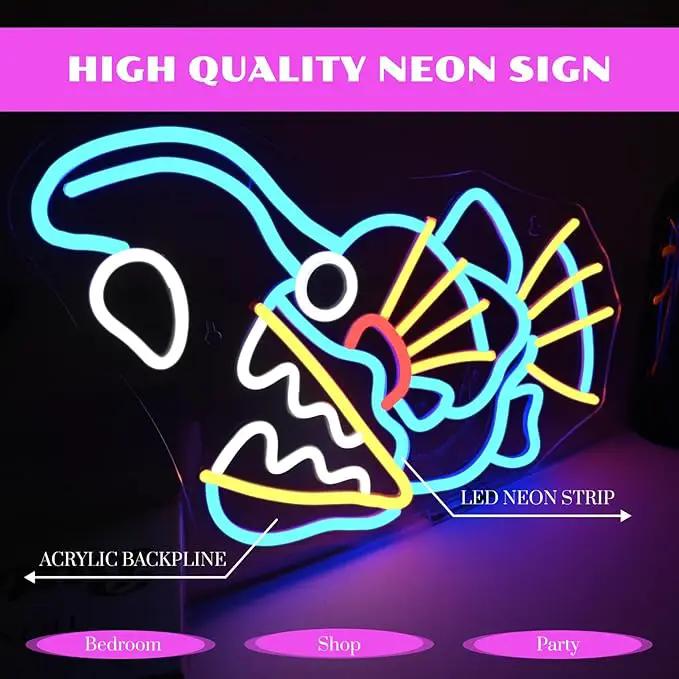 Fishing Neon Sign Dimmable Blue Fish Neon Signs for Wall Decor LED USB Powered Neon Light Sign for Fishing Gear Store Yacht Bedroom Scared Restaurant Man Cave Decoration Birthday Gifts by GreenHaven Gardens
