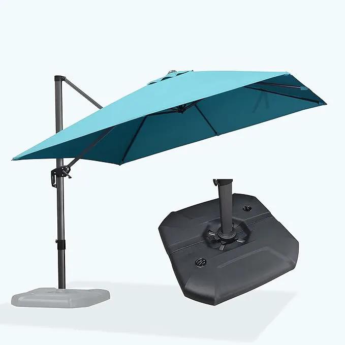 PURPLE LEAF Patio Umbrella with Base 10 Feet Outdoor Cantilever Square Umbrella Aluminum Offset Umbrella with 360-degree Rotation for Garden Deck Pool Patio, Turquoise Blue by GreenHaven Gardens