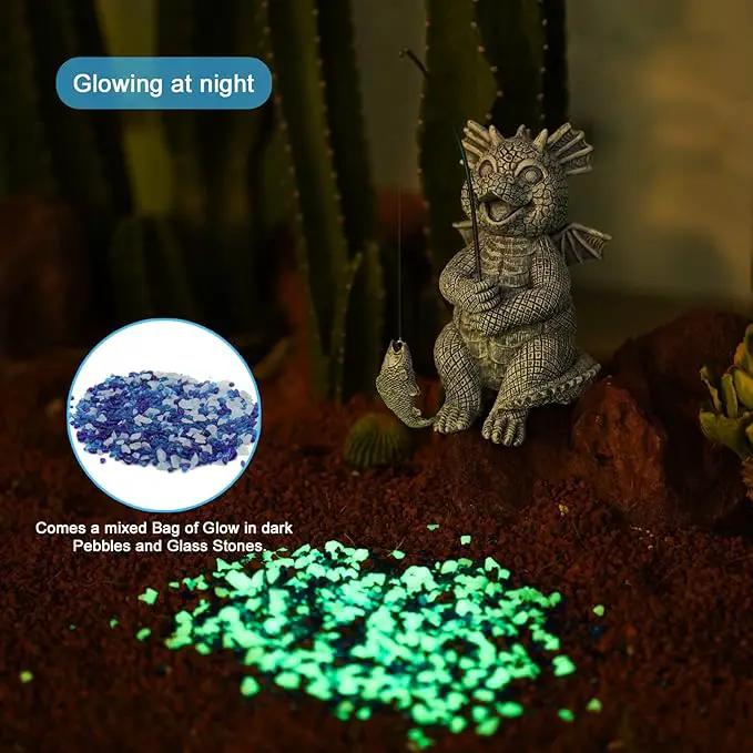 Goodeco Dragon Statue Garden Decor - Adorable Baby Fishing Dragon Figurines Outdoor Statues for Koi Pond/Fairy Garden Accessories,Gardening Gifts for Women 5.1 * 8.5 in by GreenHaven Gardens