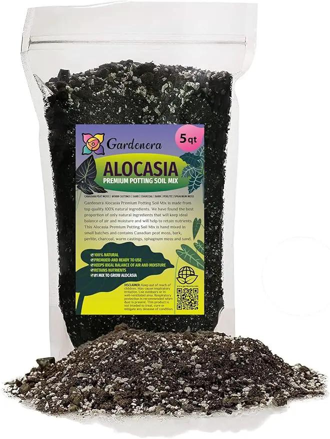 Premium Alocasia Plant Soil Mix by Gardenera - Stimulate Growth and Elevate Leaf Elegance with Nourishing Formula - 5 Quart by GreenHaven Gardens