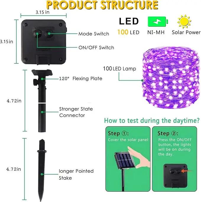 Purple Halloween Solar String Lights Outdoor, 2-Pack 80FT 200LED Solar Twinkle Light Waterproof, Copper Wire 8 Modes Purple Fairy Lights for Garden, Fence, Tree Decor, Halloween Decoration Outdoor by GreenHaven Gardens