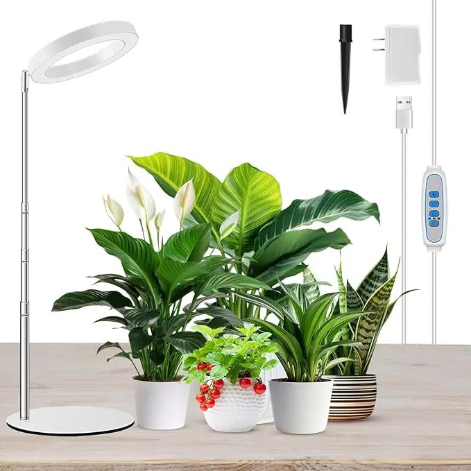 Grow Lights for Indoor Plants Full Spectrum, 80 LEDs Plant Light for Indoor Growing with 2 Mounting Options, 6H 12H 16H Timer, 3 Spectrum Modes, 37.4 in Height Adjustable Desk Grow Lamp by GreenHaven Gardens