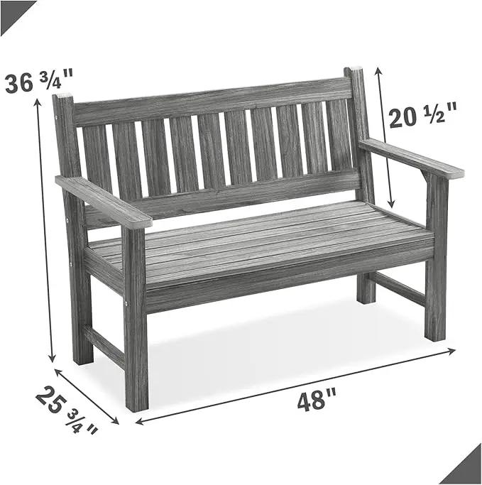 Outdoor Bench, 2-Person Garden Bench, Poly Lumber Patio Bench for Outdoors, Porch, and Park (Light Grey) by GreenHaven Gardens
