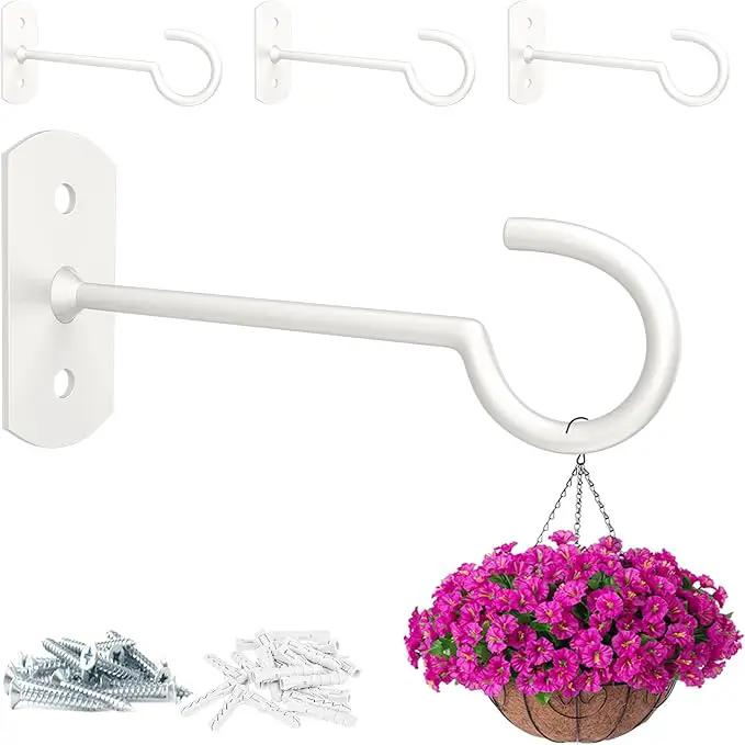 Hanging Plant Bracket 6inch 4Pack Metal Plant Hook Shepherds Hook Decorative Wall Plant Hanger for Hanging Lanterns Bird Feeder Flower Basket Home Decor Indoor & Outdoor White by GreenHaven Gardens