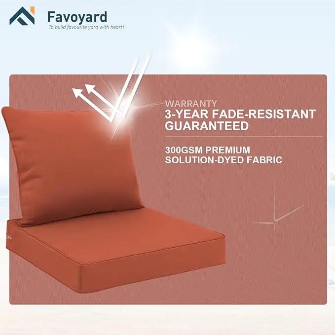 Favoyard Outdoor Seat Cushion Set 22 x 22 Inch Waterproof & Fade Resistant Patio Furniture Cushions with Removable Cover Deep Seat & Back Cushion with Handle and Adjustable Straps for Chair Sofa Couch by GreenHaven Gardens