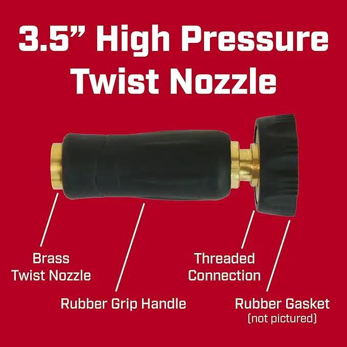 Chapin 6-9472: High Pressure 3.5-inch Brass Twist Hose Nozzle, Heavy-Duty Adjustable Garden Hose Nozzle, Gardening, Watering and Irrigation, Outdoor Cleaning, Black by GreenHaven Gardens