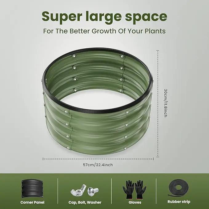 ZXZYHFTY Round Galvanized Raised Garden Bed kit,Green Outdoor Garden Raised Planter Box, Round Large Metal Raised Garden Beds for Vegetable 2 * 2 * 1ft 1 Pack by GreenHaven Gardens