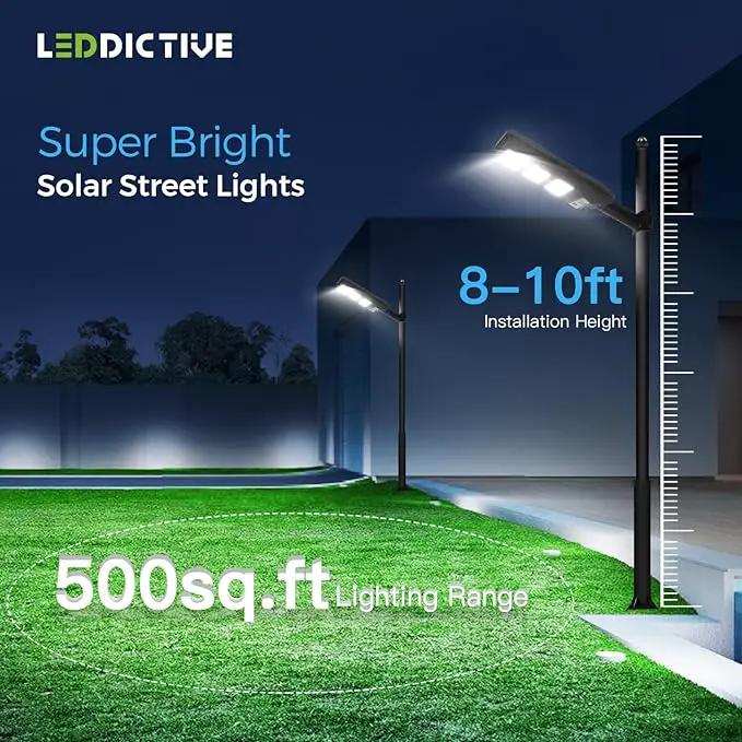 Solar Street Light Outdoor, 6500K Dusk to Down Motion Sensor, LED Solar Powered Street Lamp Outdoor with Remote Control for Parking lot by GreenHaven Gardens