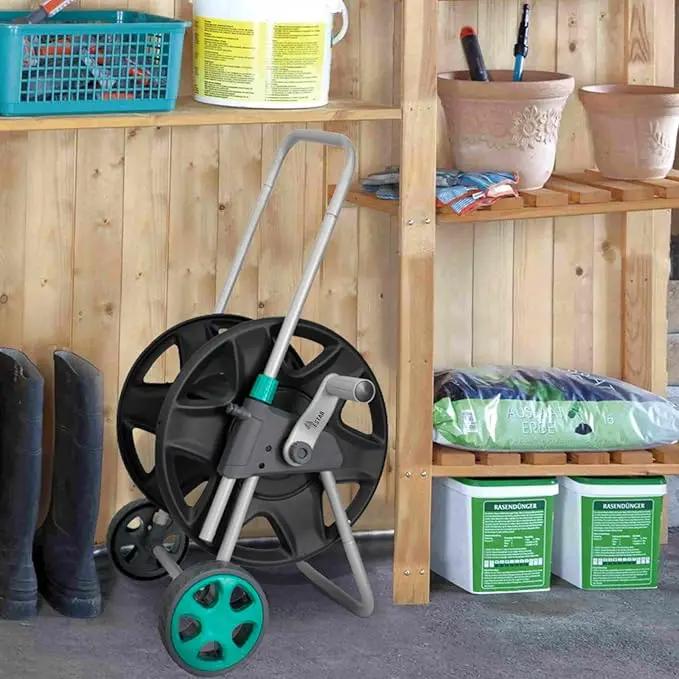 Garden Water Hose Reel Cart, Holds 100 Feet of 5/8 Inch Hose,Garden Water Pipe Holders Mobile Tools with 2 Wheels for Outside Watering by GreenHaven Gardens