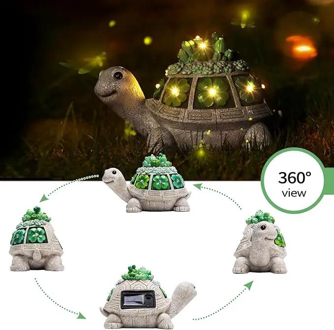Turtle Solar Outdoor Light Garden Statue with Clover,Decoration for Patio,Yard,Lawn,Gifts for Women Mom Grandma by GreenHaven Gardens