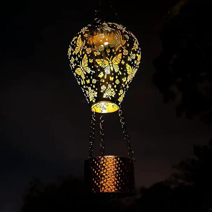 2-Pack Butterfly Decor Hot Air Balloon Solar Lantern – Outside Decorative Hanging Light for Garden Yard Patio Porch Lawn and Pathway – Unique Housewarming, Birthday Gift for Women Mom Grandma by GreenHaven Gardens
