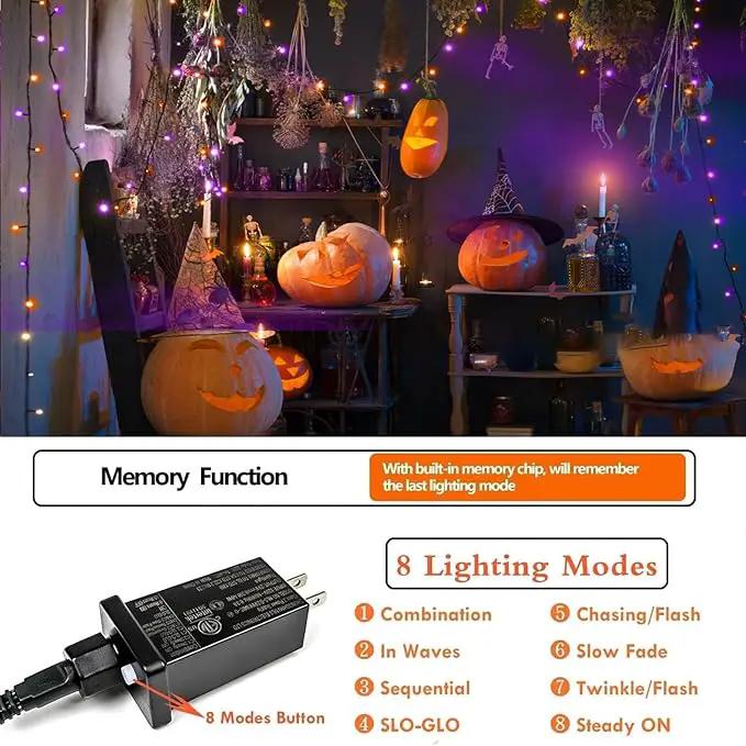 2-Pack 66FT 200 LED Extendable Halloween Lights, Orange and Purple Halloween Decorations Outdoor Indoor Tree Lights with Timer and Memory Function, Plug in Mini Light Waterproof with 13 Lighting Modes by GreenHaven Gardens
