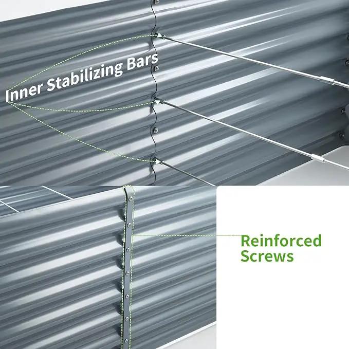 Land Guard 6×3×2ft Galvanized Raised Garden Bed, Planter Boxes Outdoor, Raised Garden Beds Outdoor for Vegetables, Flowers, Herbs, 269 Gallons, Modern Gray… by GreenHaven Gardens