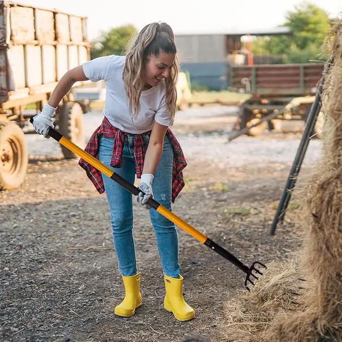 Pitch Fork for Gardening, 5 Tine Pitchfork Heavy Duty with Fiberglass Handle, 58 Inches by GreenHaven Gardens